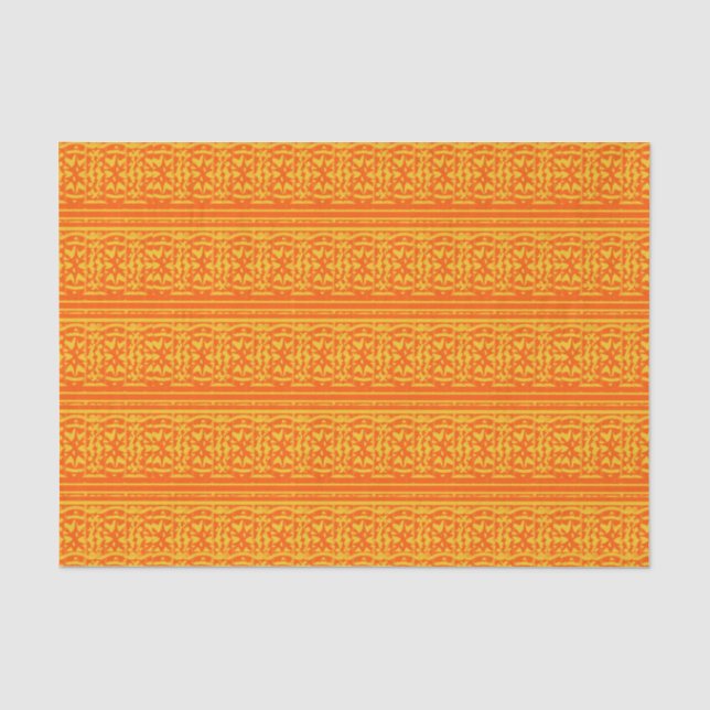 Orange & Gold Floral Print 10" X 15" Tissue Paper (Front)