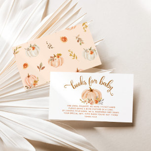 Orange gold foil pumpkin books for baby ticket enclosure card