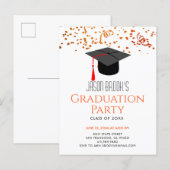 Orange Gold Glitter Confetti Graduation Party Invitation Postcard | Zazzle