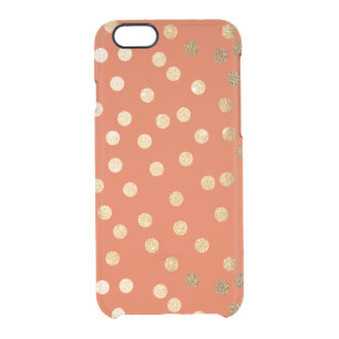 Orange Gold Glitter Dots Clear Phone Case