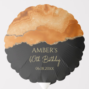 Orange Gold Glitter Watercolor Marble Balloon