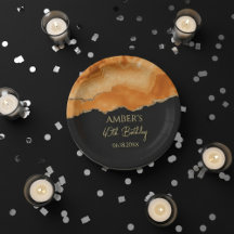 Orange Gold Glitter Watercolor Marble