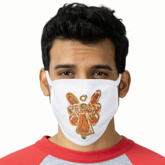 Orange Gold Guardian Angel Art Custom Face Mask (Worn Him)