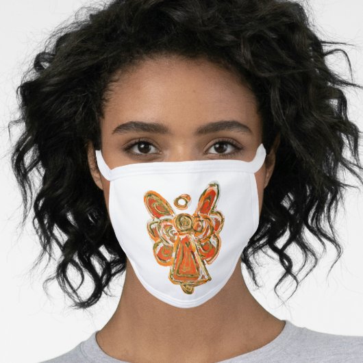 Orange Gold Guardian Angel Art Custom Face Mask (Worn Her)