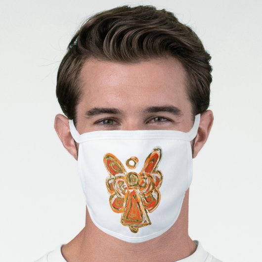 Orange Gold Guardian Angel Art Custom Face Mask (Worn Him)