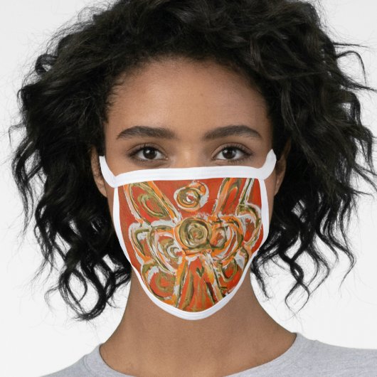 Orange Gold Guardian Angel Art Custom Face Mask (Worn Her)