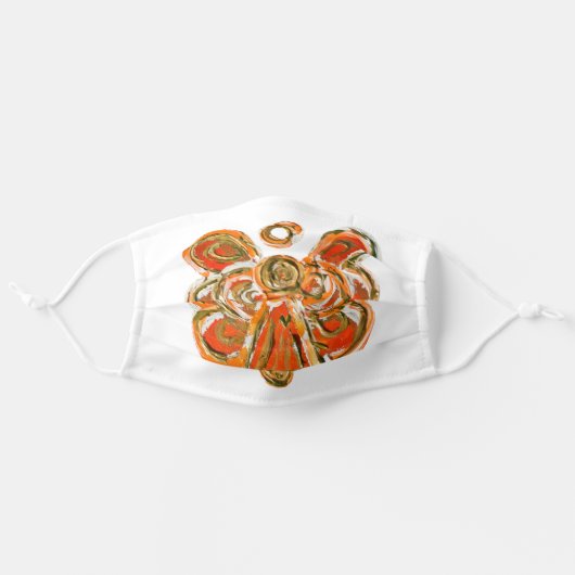 Orange Gold Guardian Angel Art Custom Face Masks (Front, Unfolded)