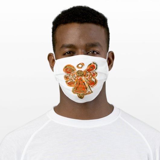 Orange Gold Guardian Angel Art Custom Face Masks (Worn)