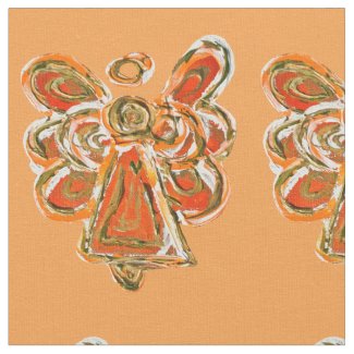 Orange Gold Guardian Angel Art Fabric Material