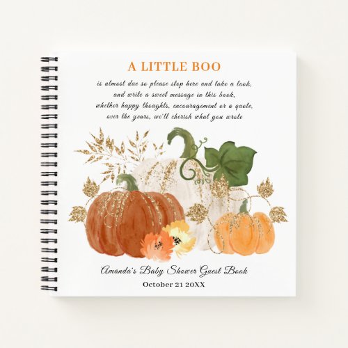 Orange Gold Halloween Fall Baby Shower Guestbook Notebook