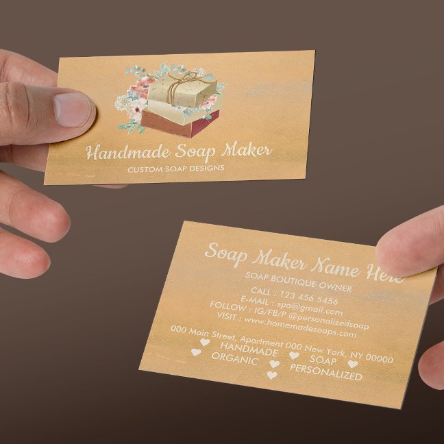 Orange Gold Handmade Bath Bomb Soap Maker Business Card