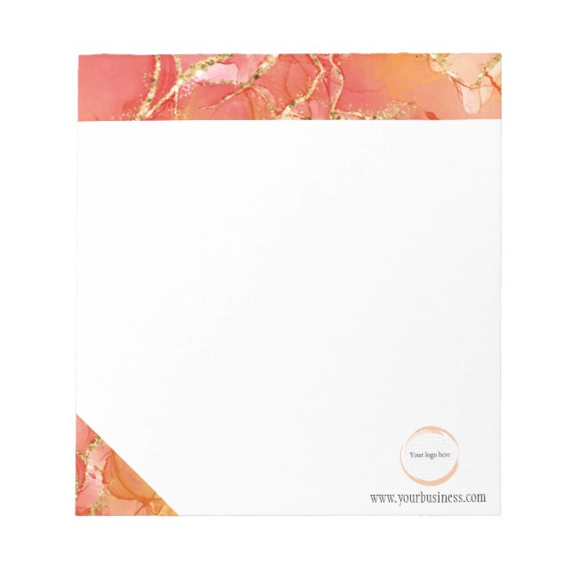 Orange Gold Marble Business Branding Notepad (Front)