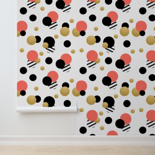 Orange Gold Polka Dot  Wallpaper