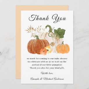 Orange Gold Pumpkins Fall Halloween Baby Shower Thank You Card