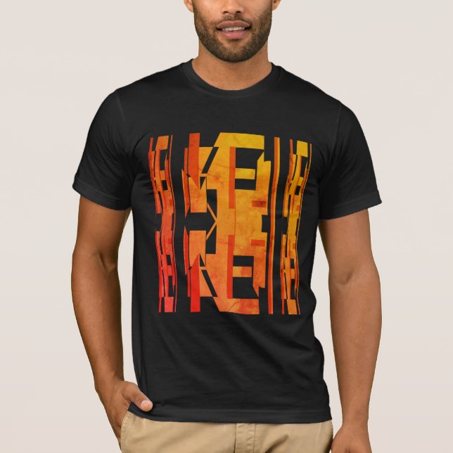 Orange Gold Shades MCM Look Faded Effect Design T-Shirt (Front)