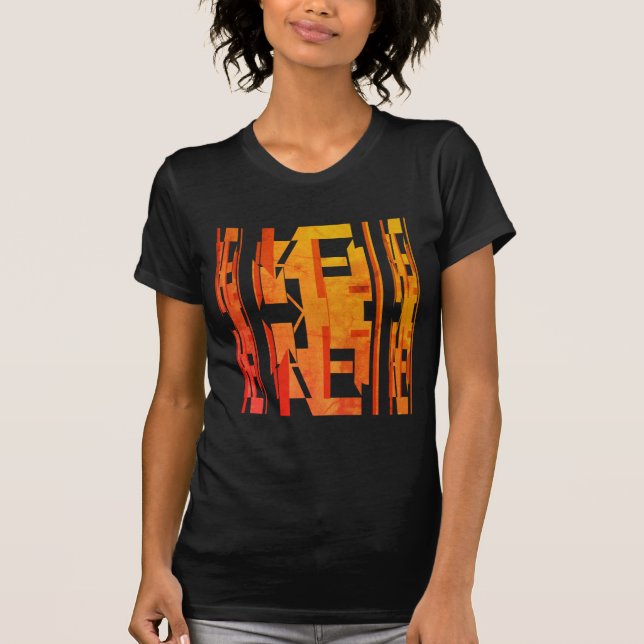 Orange Gold Shades MCM Look Faded Effect Design T-Shirt (Front)