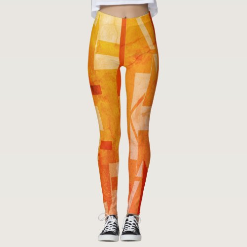 Orange Gold Shades Vertical Faded MCM Look Design Leggings