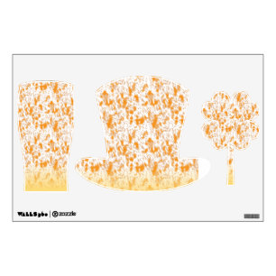 Orange & Gold Textured Top Hat Wall Decal Set
