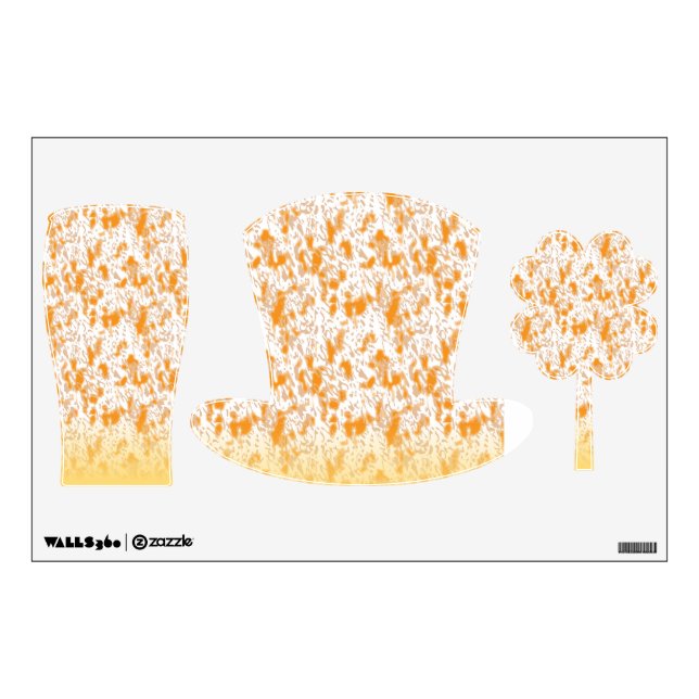 Orange & Gold Textured Top Hat Wall Decal Set (Front)