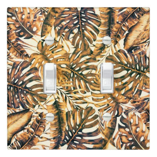 Orange Gold Tropical Palm Leaves Summer Island Light Switch Cover