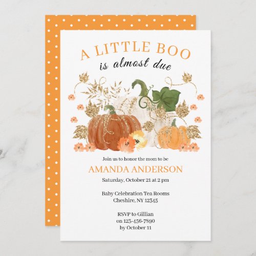 Orange Gold Watercolor Pumpkins Baby Shower Invitation