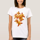 Orange Gold Yellow Daylily Flowers T-Shirt (Front)