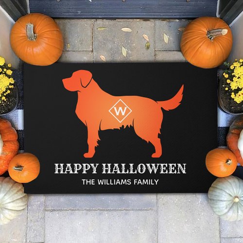 Orange Golden Retriever Happy Halloween Doormat