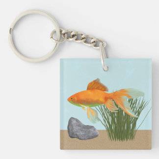 Orange Goldfish Nature Aquarium Keychain