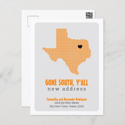 Orange Gone South Yall Moving Postcard