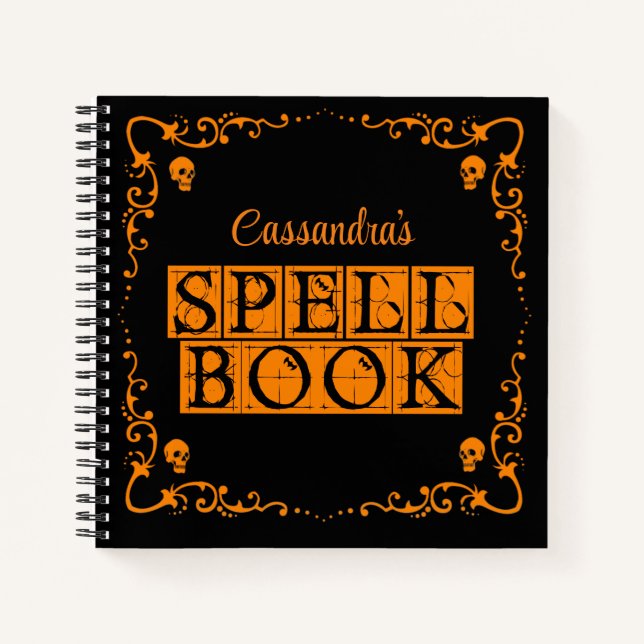 Orange Goth Spell Book Personalized (Front)