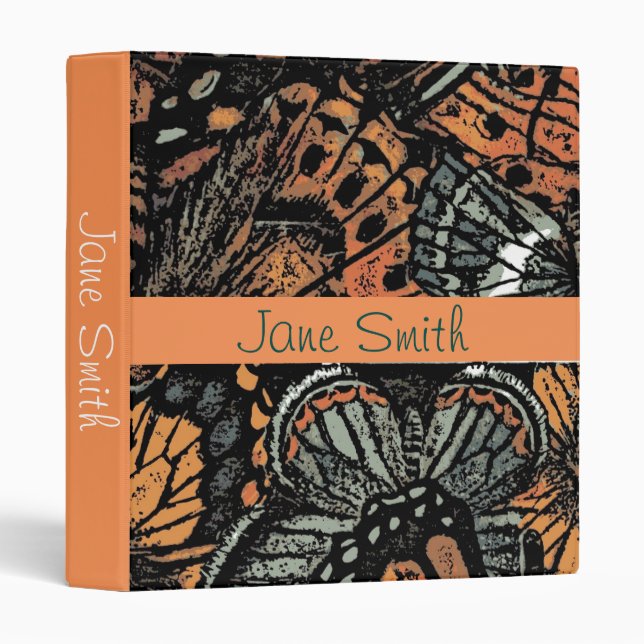 Orange gothic butterfly student folder (Front/Spine)