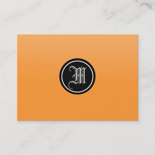 Orange Gothic Monogram Business Card