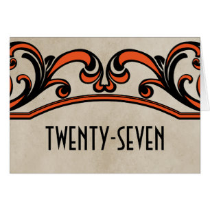Orange Gothic Swirls Table Number Card
