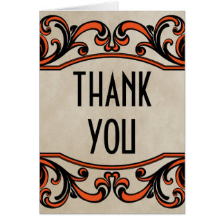 Orange Gothic Swirls Thank You Card