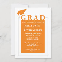 Orange Grad Modern Minimalist Graduation   Invitation