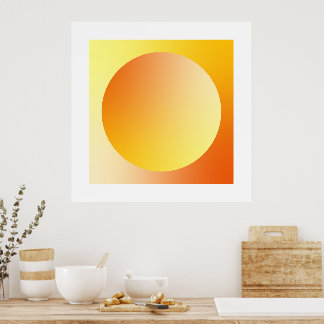 Orange Gradient Circle Vignette Abstract Design Poster
