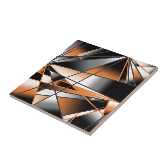Orange Gradient Color Fill Mechanical Design  Ceramic Tile (Side)