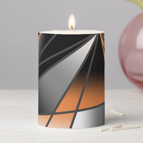 Orange Gradient Color Fill Mechanical Design  Pillar Candle