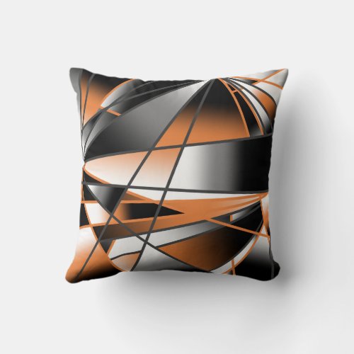 Orange Gradient Color Fill Mechanical Design  Throw Pillow