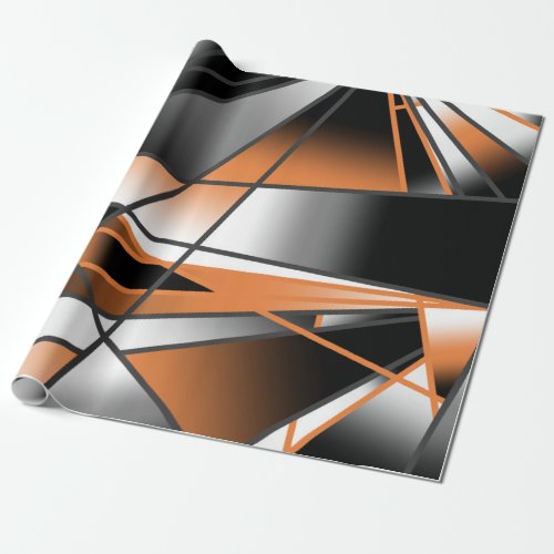 Orange Gradient Color Fill Mechanical Design  Wrapping Paper