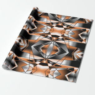 Orange Gradient Color Fill Mechanical Design Wrapping Paper