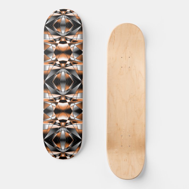 Orange Gradient Color Fill Mechanical Drawing Skateboard (Front)