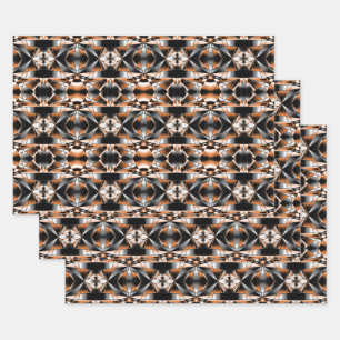 Orange Gradient Color Fill Mechanical Drawing Wrapping Paper Sheets