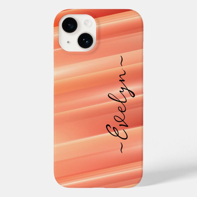 Orange gradient dynamic lines Elegant Name Case-Mate iPhone Case (Back)