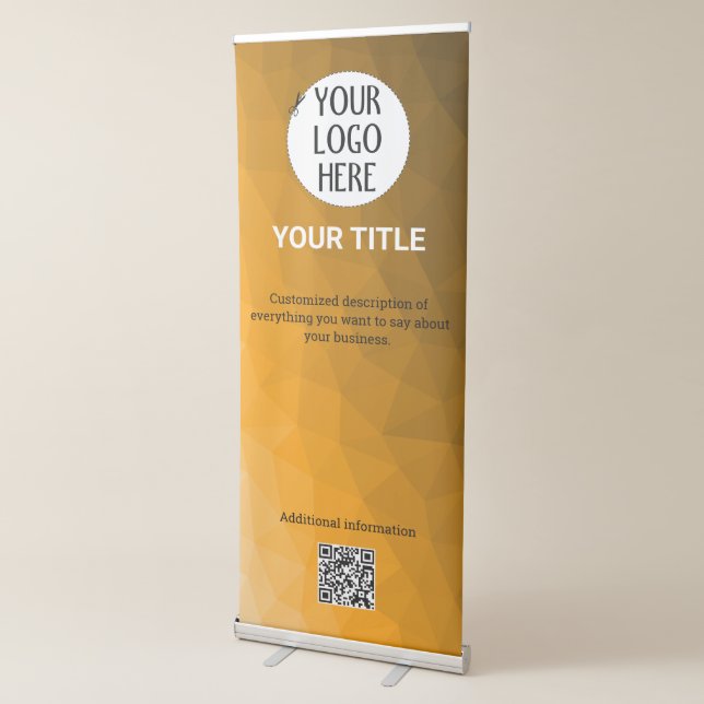 Orange gradient geometric mesh Custom logo text Retractable Banner (3/4)
