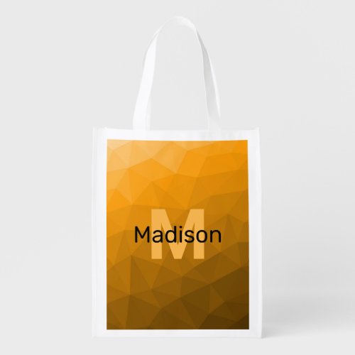 Orange gradient geometric mesh Monogram Grocery Bag