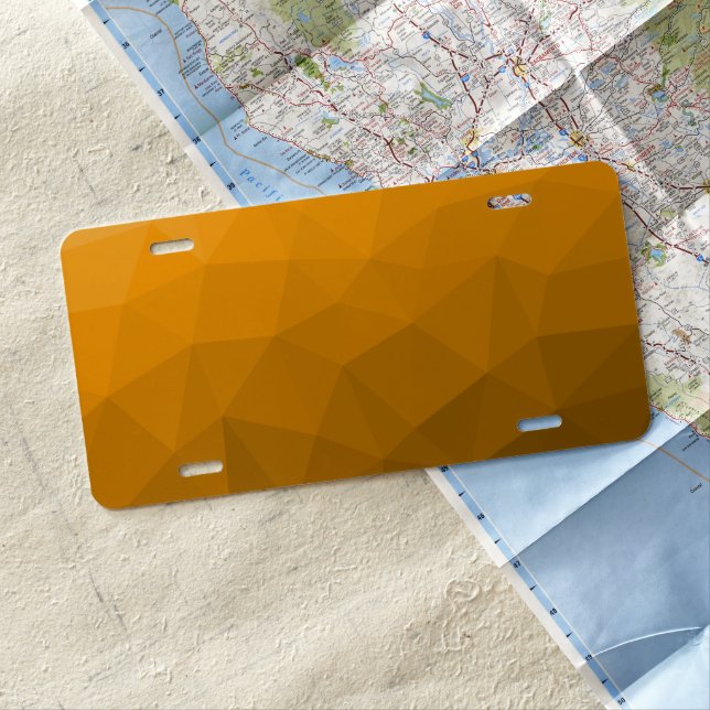 Orange gradient geometric mesh pattern license plate (In Situ)