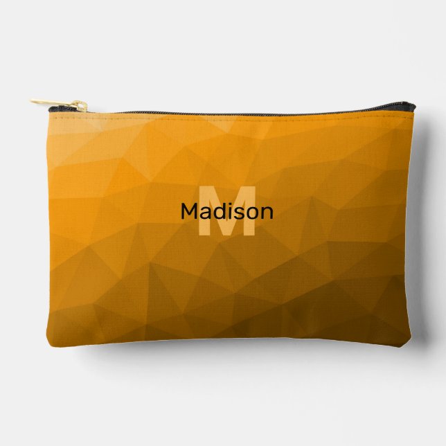 Orange gradient geometric mesh pattern Monogram Accessory Pouch (Front)