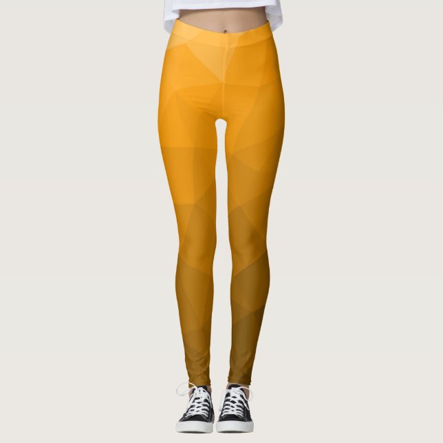Orange gradient geometric mesh pattern Monogram Leggings (Front)