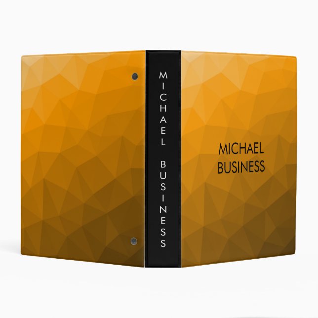 Orange gradient geometric mesh pattern Monogram Mini Binder (Background)
